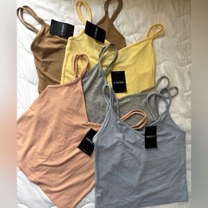Forever 21 NWT LOT ~5 Women's Multi-Color Tank Tops yellow blue gray peach sz M